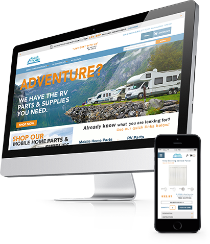 Mobile Home Parts Store Homepage Tilted to the right
