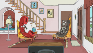 Alternate Universe Where Two Phones Are Portrayed As People And Are Talking On A Person Portrayed As A Phone.
