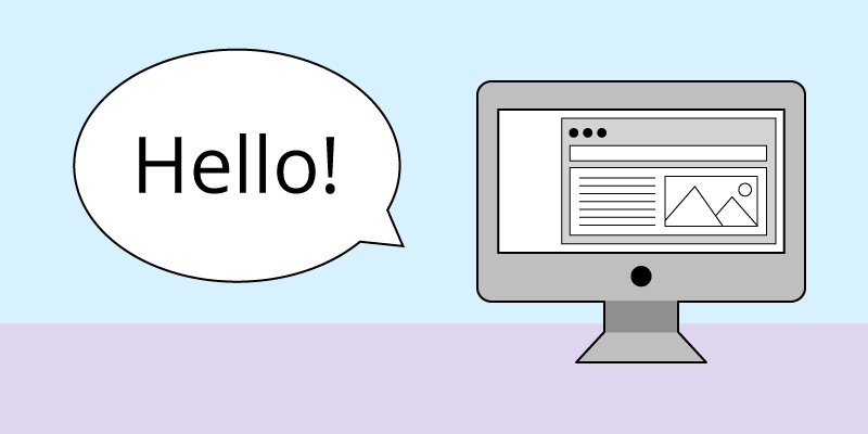 Computer Screen With A Hello Speech Bubble.